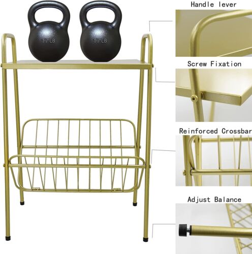 Jbikao Gold Side Accent Table with Magazine Storage Holder Small End Table NIB - Picture 3 of 5
