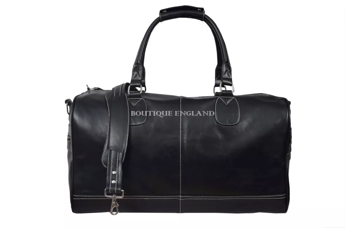 Black top leather holdalls