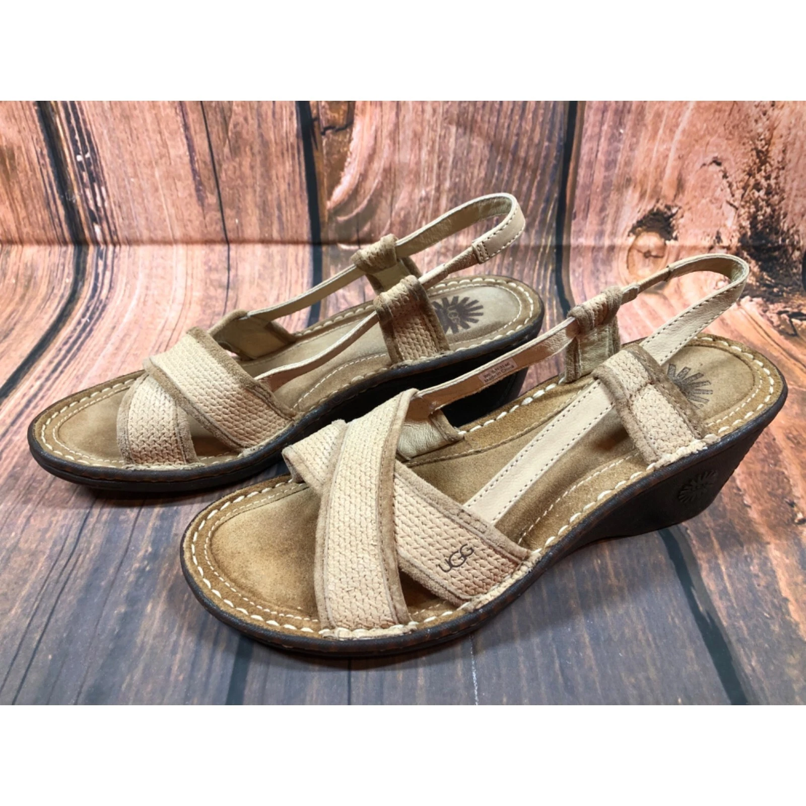 UGG Mayley 3146 Sandali con zeppa marrone slingback da donna 8 (4r4)