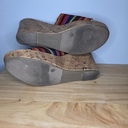 Montego Bay Club Heels Cork Wedge Shoes Sandals Slides Rainbow Women's 10 - Picture 8 of 8