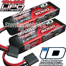 Traxxas 11.1V 5000mah 3S 25C LiPO Battery with ID Plug (2) 2872X Free Shipping