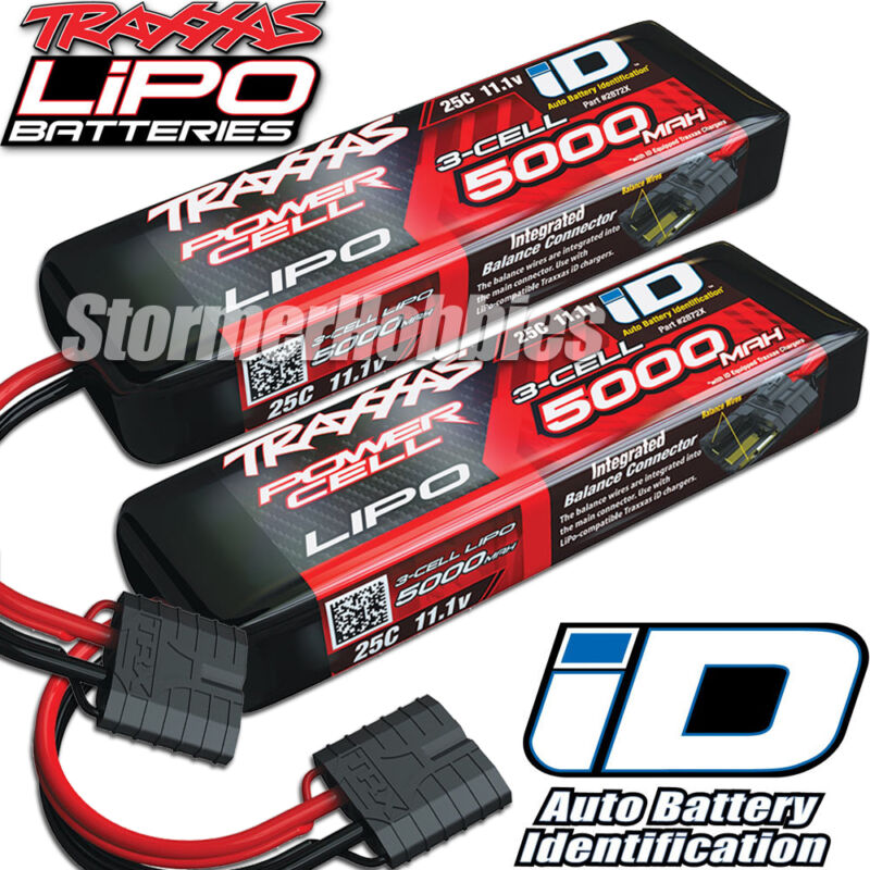 Traxxas 11.1V 5000mah 3S 25C LiPO Battery with ID Plug (2) 2872X Free Shipping | eBay