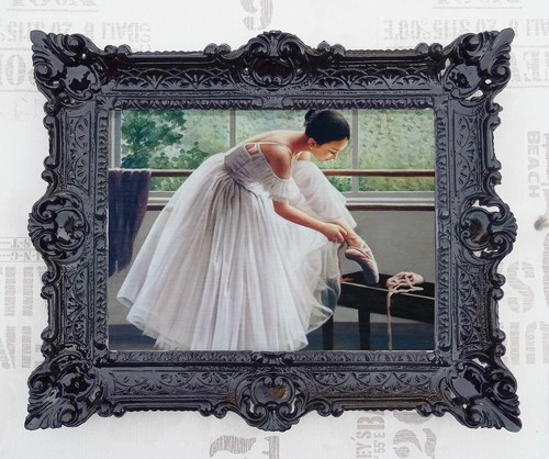 Merveilleux Peintures Image Ballerine Ballet Avec Cadre Baroque Antique Repro - Bild 3 von 5