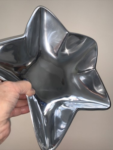 Star Shaped Solid Cast Aluminum Serving Bowl Christmas Patriotic 10.75" Heavy - Picture 10 of 18