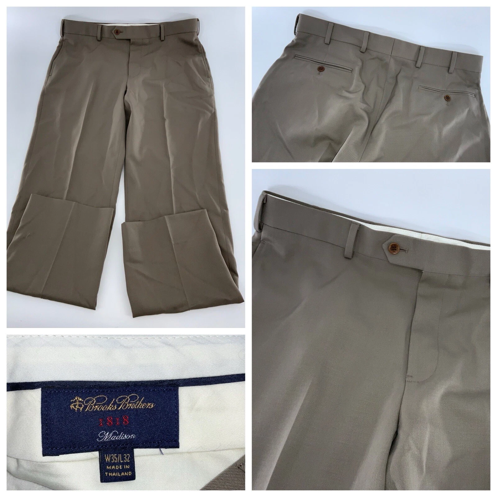 Brooks Brothers Madison Pants 35x31 Men Brown 100% Wool YGI Q4-51