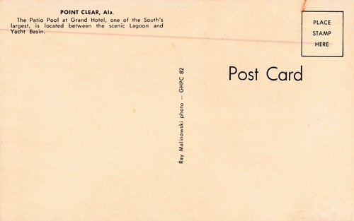 Piscina patio, Grand Hotel, Point Clear, Alabama PC vintage - Imagen 2 de 2