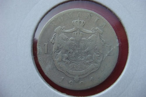 RARE ROMANIA 1 LEU 1901 KING CAROL I SILVER COIN - Picture 11 of 12