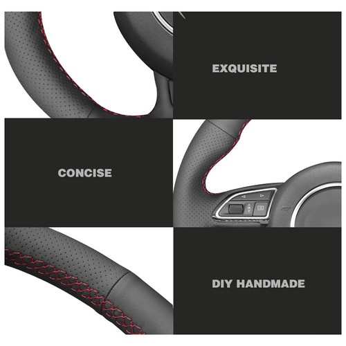 Black Leather Car Steering Wheel Cover for Toyota Camry Crown Corolla RAV4 2019 - Picture 5 of 8