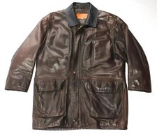 Salvatore Ferragamo LEATHER FIELD JACKET Men Large L 42 EU 52 Italy Brown Lined