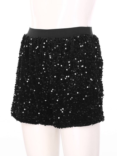 Women Sequins Velvet Dance Short Hot Pants Dating Carnival Party Night Out Disco - Picture 18 of 71