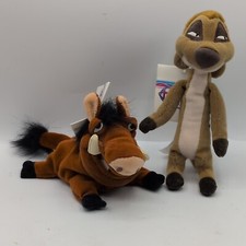 Vtg Disney Store Timon  Pumbaa Beanie The Lion King Mini Bean Bag Plush NWT 8"