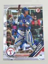 Diosbel Arias Signed 2019 Bowman Draft Card #BD-112 COA Texas Rangers