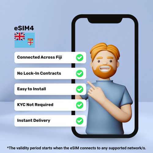 eSIM Fiji - 1 GB - 7 Days - Travel eSIM | QR code activation - Photo 2 sur 3