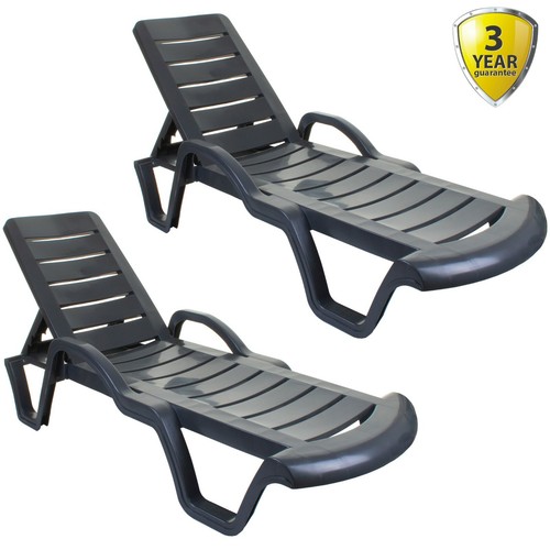 Sun Lounger Outdoor Garden Patio Relaxer Anthracite Grey Recliner Bed Furniture - Picture 8 of 8