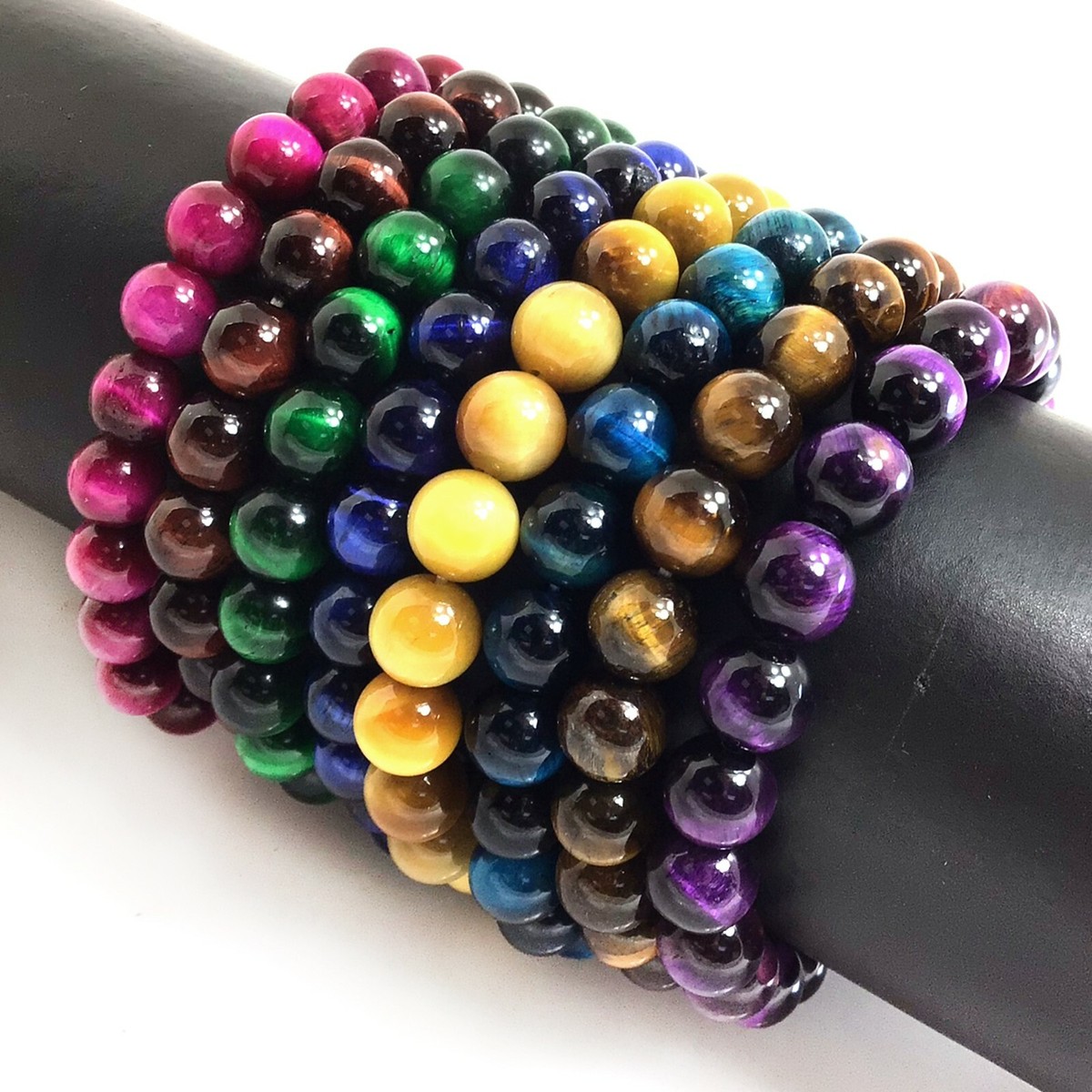 Handmade Tiger Eye Beaded Bracelet 7.5" Healing Balance Chakra Bracelet Stretch