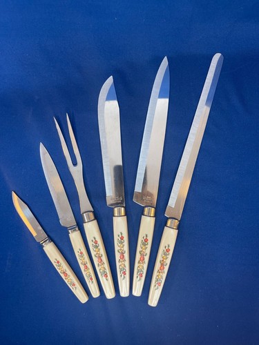 Vintage Regent Sheffield Spice of Life Carving Cutlery Complete Set Original Box - Picture 2 of 18
