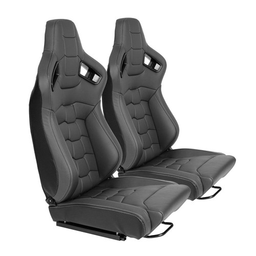2 PCS Racing Seats for Cars, PVC Leather Reclinable Bucket Seats W/ Dual Sliders - Picture 7 of 28