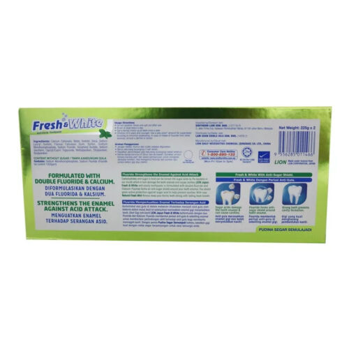 Pack Of 2 x 225g Fresh & White Fluoride Toothpaste(Natural Fresh Mint) FREE SHIP - Picture 2 of 2