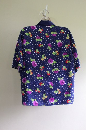 Pyjama Oberteil Victorias Secret Damen M Shirt Polysatin Blumen Damast Knopfleiste - Bild 7 von 7