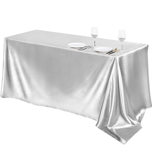 Festival Party Satin Tablecloth Wedding Banquet Solid Color Table Cover Decor x1 - Picture 13 of 21