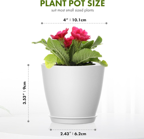 8Pack 4inch Small Nursery Plant Pots, Plastic Planters with Drainage Holes and S - Picture 3 of 7