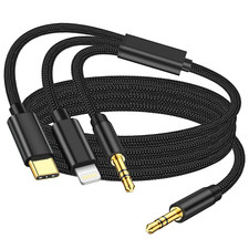 3 in 1 Aux Audio Cord for Iphone Apple Mfi Certified , USB C to 3.5Mm Aux