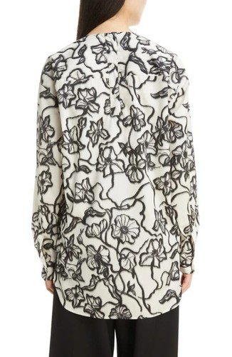 NEW Dries Van Noten Chado Floral Print Blouse in black/White size Small #T2461 - Picture 3 of 15