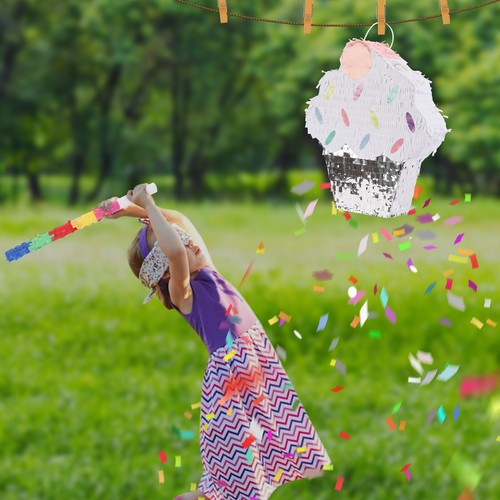Ice Cream Cake Pinata Holiday Decorations Surprise Candy Party Pinata With Stick - Picture 2 of 18