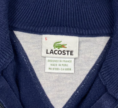 Jersey de hombre azul marino Lacoste 1/4 cremallera talla 5 grande L algodón logotipo pulóver B/C - Imagen 3 de 15