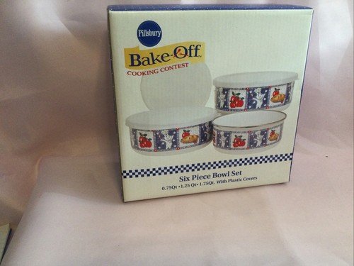 Pillsbury Doughboy Bake Off 6 Pc. Bowl Set Porcelain on Steel , Air Tight Lids  - Bild 12 von 15
