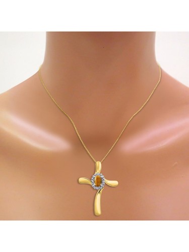 Rylos 925 Yellow-Gold -Plated - Silver Pendant Tiger's Eye & Diamond 7X5MM - Picture 2 of 3