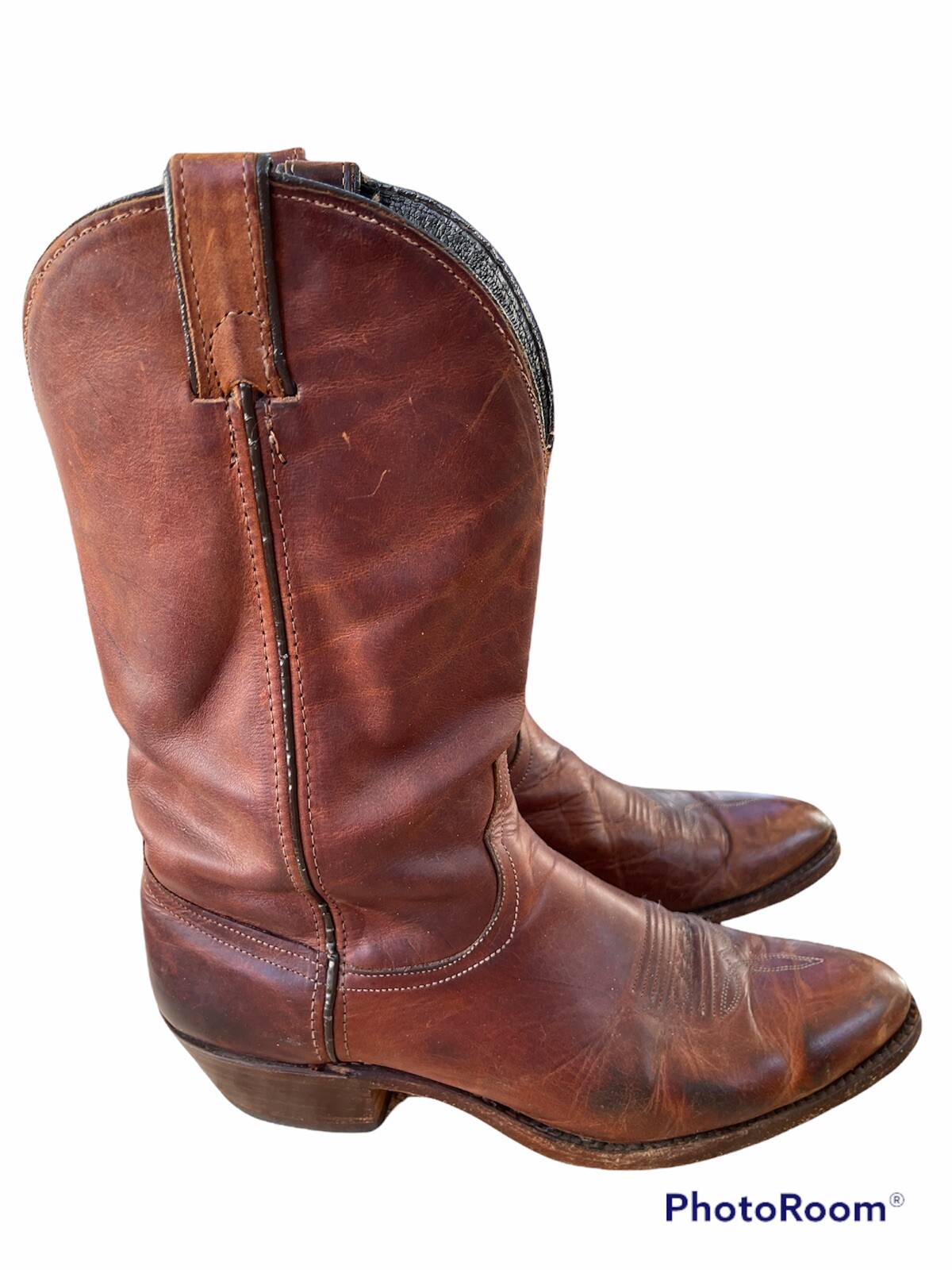 Vintage Code West Cowboy Western Boots Brown Leather … Gem