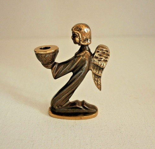 Candelabro ángel bronce 164 g macizo 8 cm Dalbeck candelabro antiguo vintage 1v2 - Imagen 3 de 5