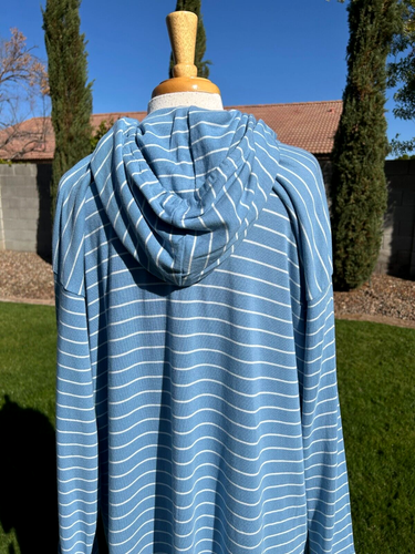 Lauren Ralph Lauren Hooded Lounger Nightgown Plus Size 1X Blue Striped $74 NWT - Picture 7 of 7