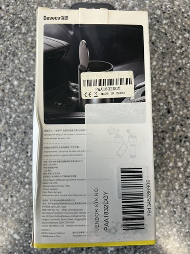 WOW! Baseus GRAY STEEL Alloy Cup Holder Garbage Can for Auto & FAST FREE SHIP! - Picture 11 of 13