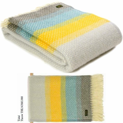 Tweedmill Textiles 100% Wool Sofa Bed Throw Blanket OMBRE OMBRÉ SEASIDE BLUE - Picture 4 of 12