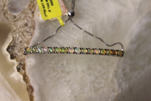 Ethiopian Welo Opal Bracelet Platinum Over Sterling Silver with Magic Ball close