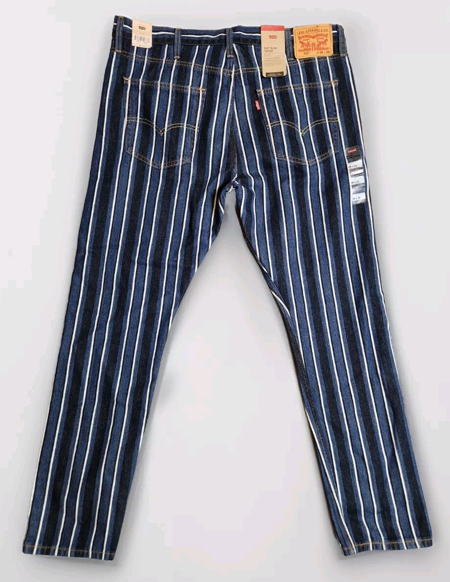 Levi's 512 Jeans Men's Slim Taper Multi Blue Striped Denim