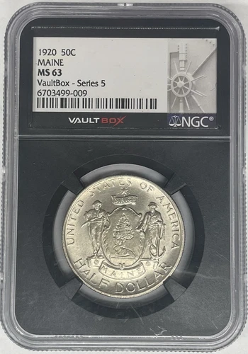 1920 Maine Commemorative Half Dollar NGC MS 63 Vault Box