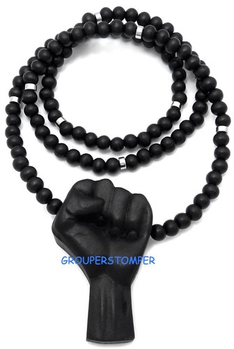 Nuevo colgante Power Fist Freedom Justice con cuentas de madera natural o collar de metal - Imagen 66 de 109