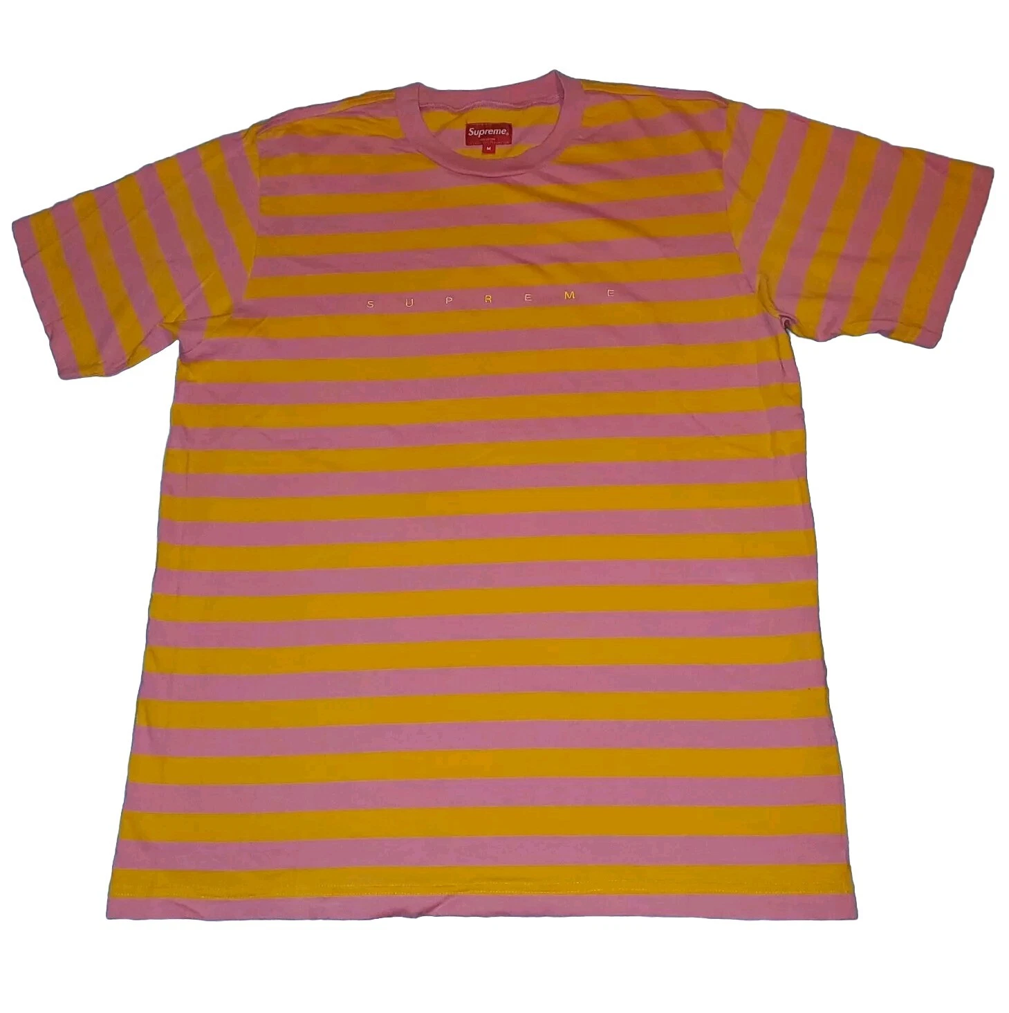 T shirt homme à rayures Supreme Bar rose et orange taille EUC taille MOYENNE T shirt brodé SS18