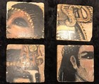 4 set Hand Painted Stone Tile Coasters Shabby Chic Style. Mint Condition