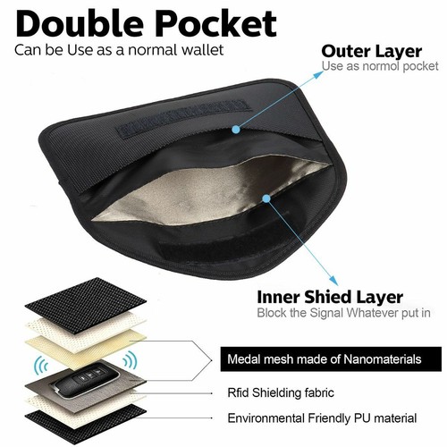2PCS RFID Signal Blocking Shielding Pouch Faraday Bag Cell Phone Wallet Blocker - Picture 10 of 12
