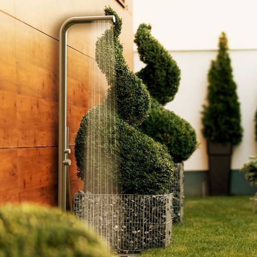 Designer Gartendusche Außendusche aus V4A / 316 Edelstahl Modell "NALU" - Bild 6 von 10