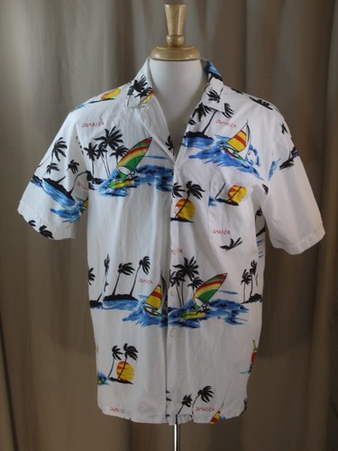 Sun Island XL White Multi Short Sleeve B/F Shirt, New without Tags