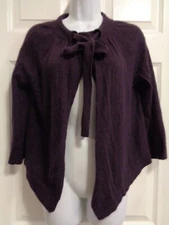 Lucy & Laurel Anthropologie Women's S plum purple Angora Bow Collar Cardigan