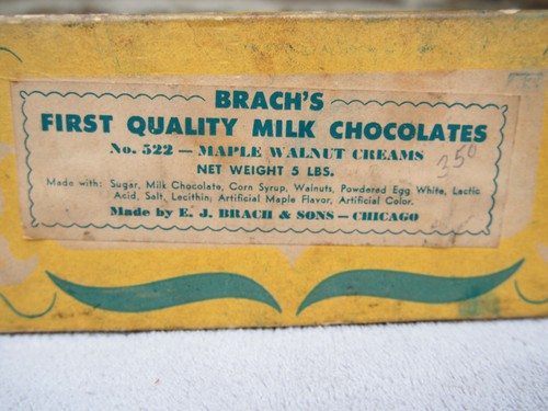 Vintage Brach’s Chocolate Maple Walnut Creams 5 Pound Empty Candy Box E.J. Brach - Picture 6 of 7