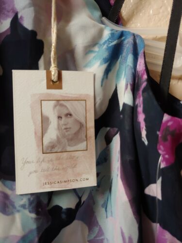 Jessica Simpson NWT NAVY MULTI Floral-Print Halter Dress w Necklace. Read below - Picture 2 of 7