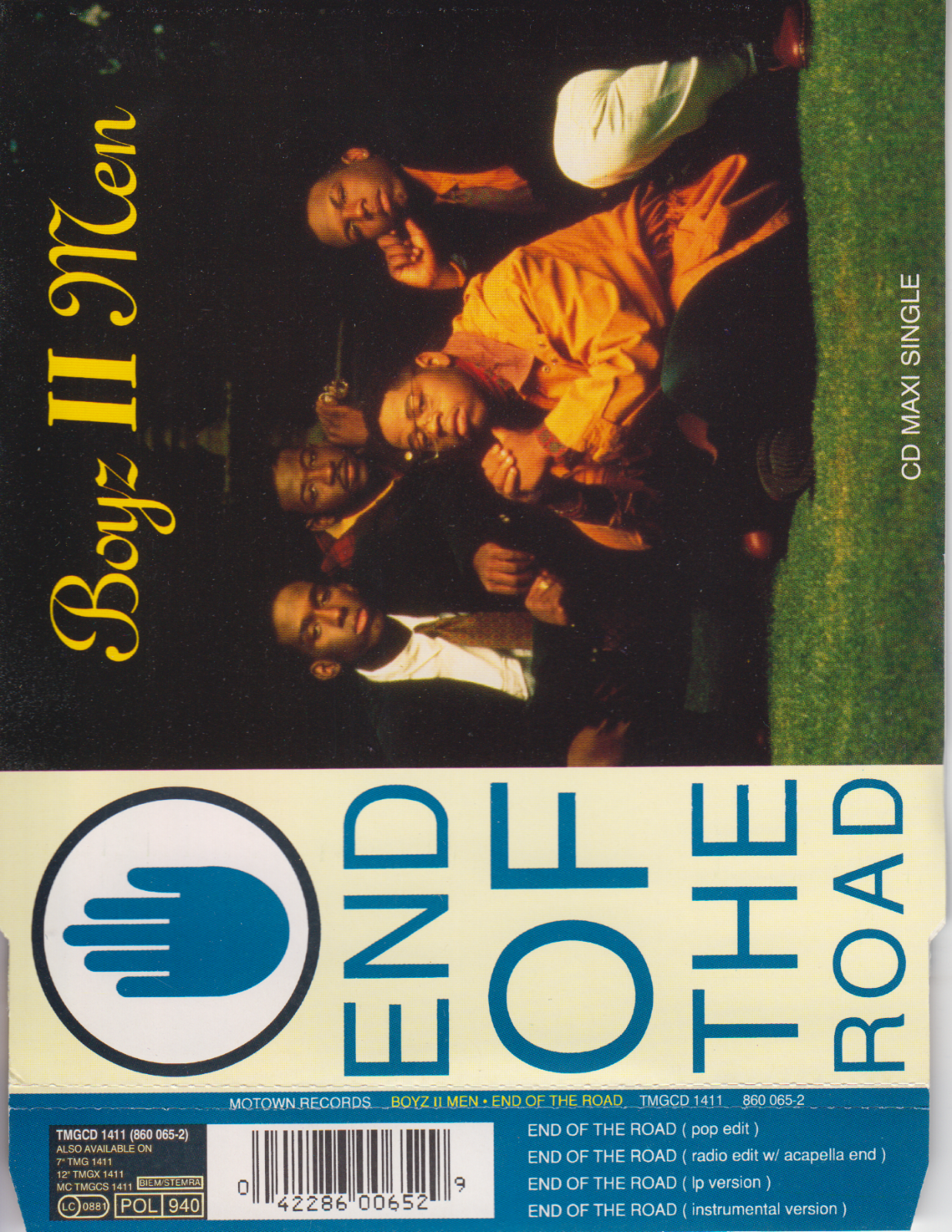 Boyz II Men ‎– End of The Road - CD Single 4 Tracks 1992 TMGCD 