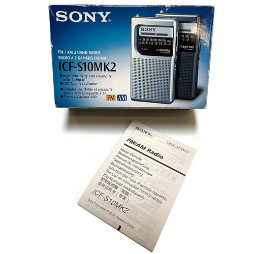 Vintage Sony ICF-S10MK2 Pocket AM/FM 2 Band Radio NEW w/ Box & Manual RARE - Picture 5 of 5
